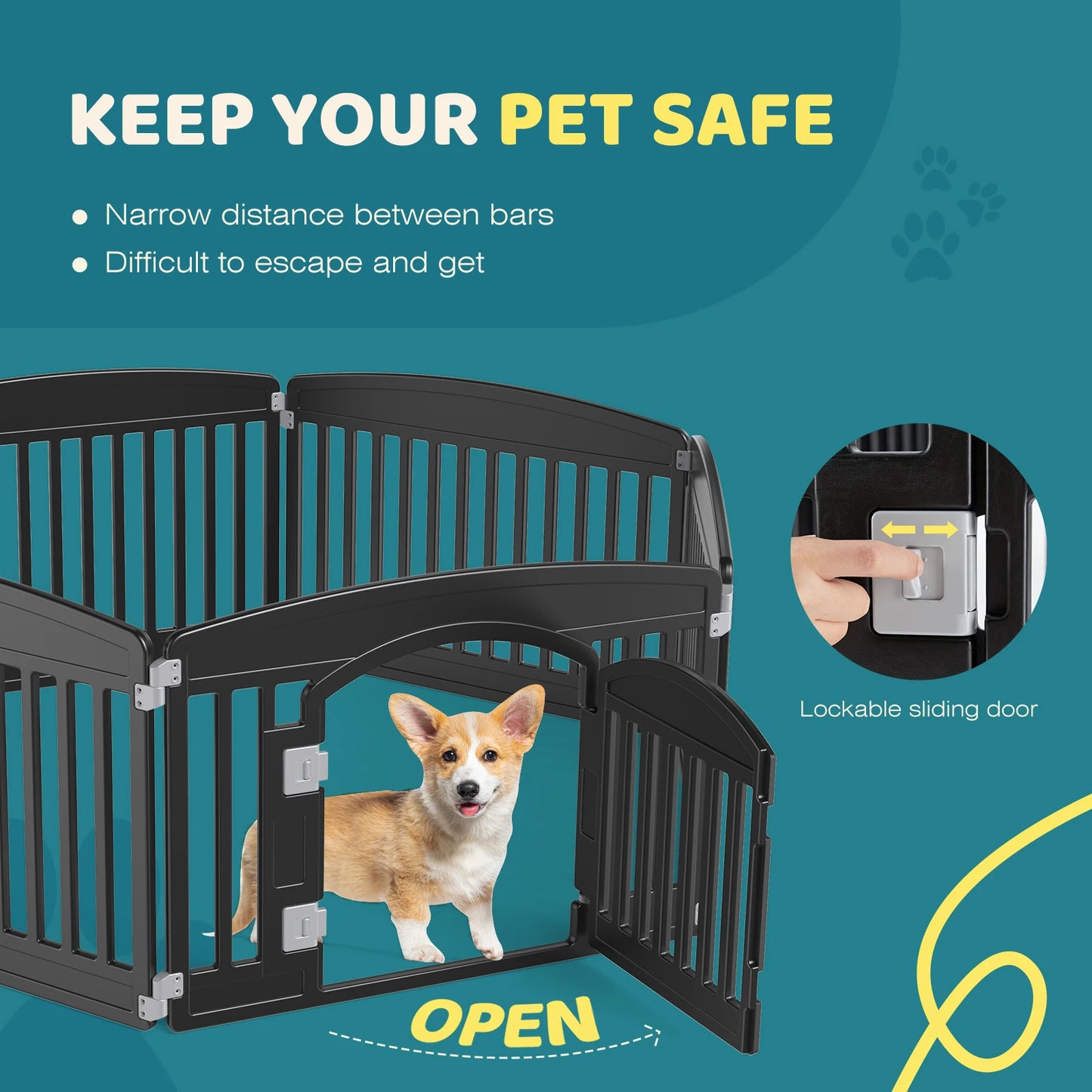 JHK Plastic Dog Playpen Expandable Fence For Medium Dogs Indoor Outdoor