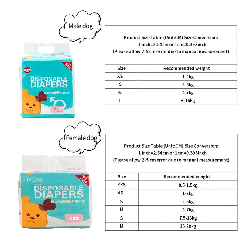 Female Dog Diapers Super Absorbent Leakproof Breathable Nappies