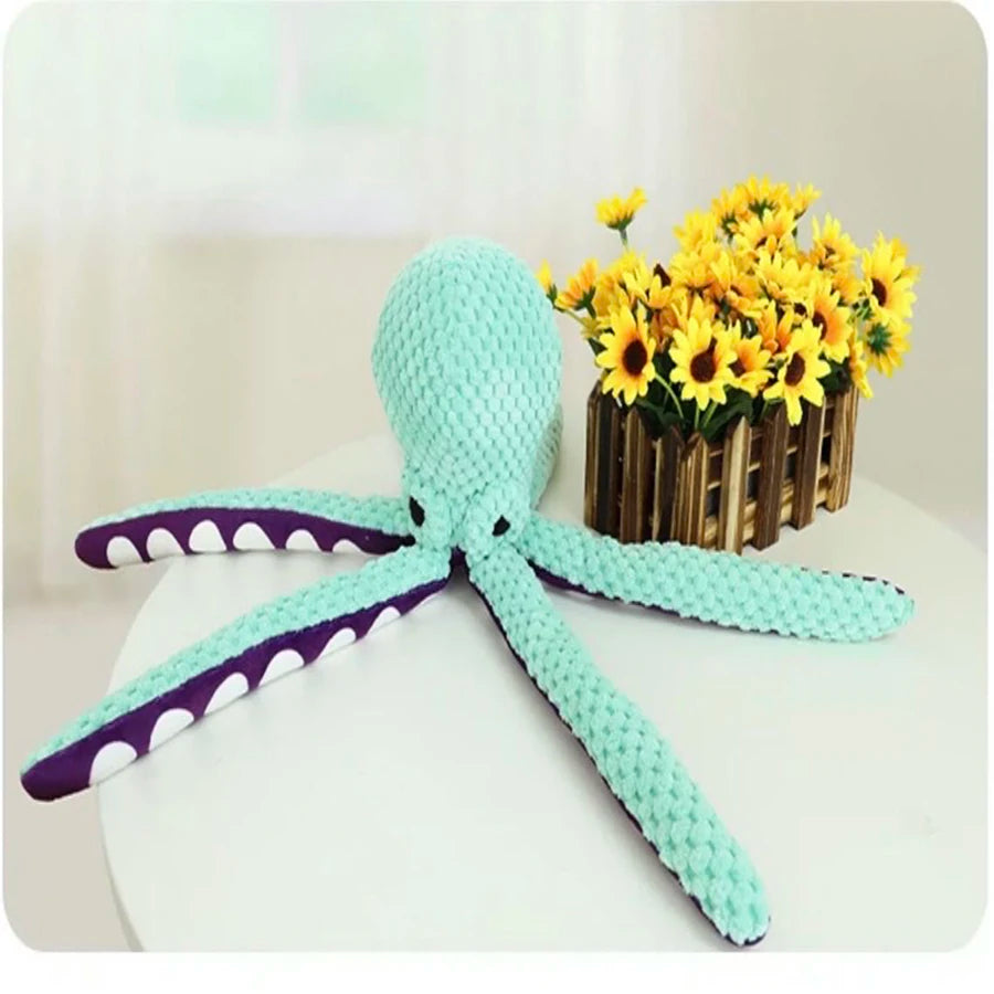 Plush Octopus Dog Toy Squeak Interaction for All Dogs