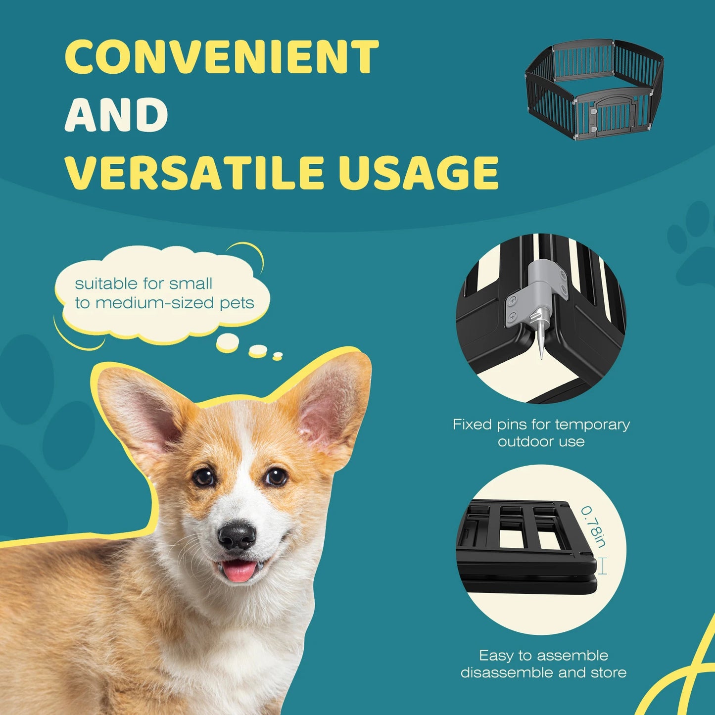JHK Plastic Dog Playpen Expandable Fence For Medium Dogs Indoor Outdoor