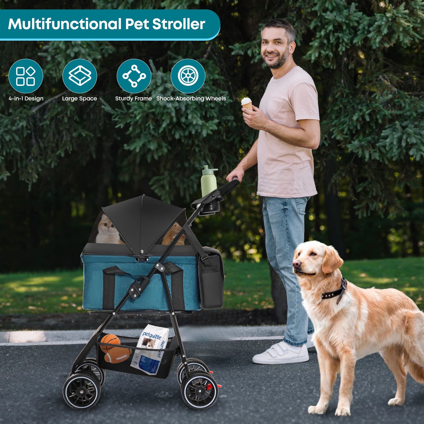 Chihuahua 3 In 1 Pet Stroller For DogsAndCats Premium