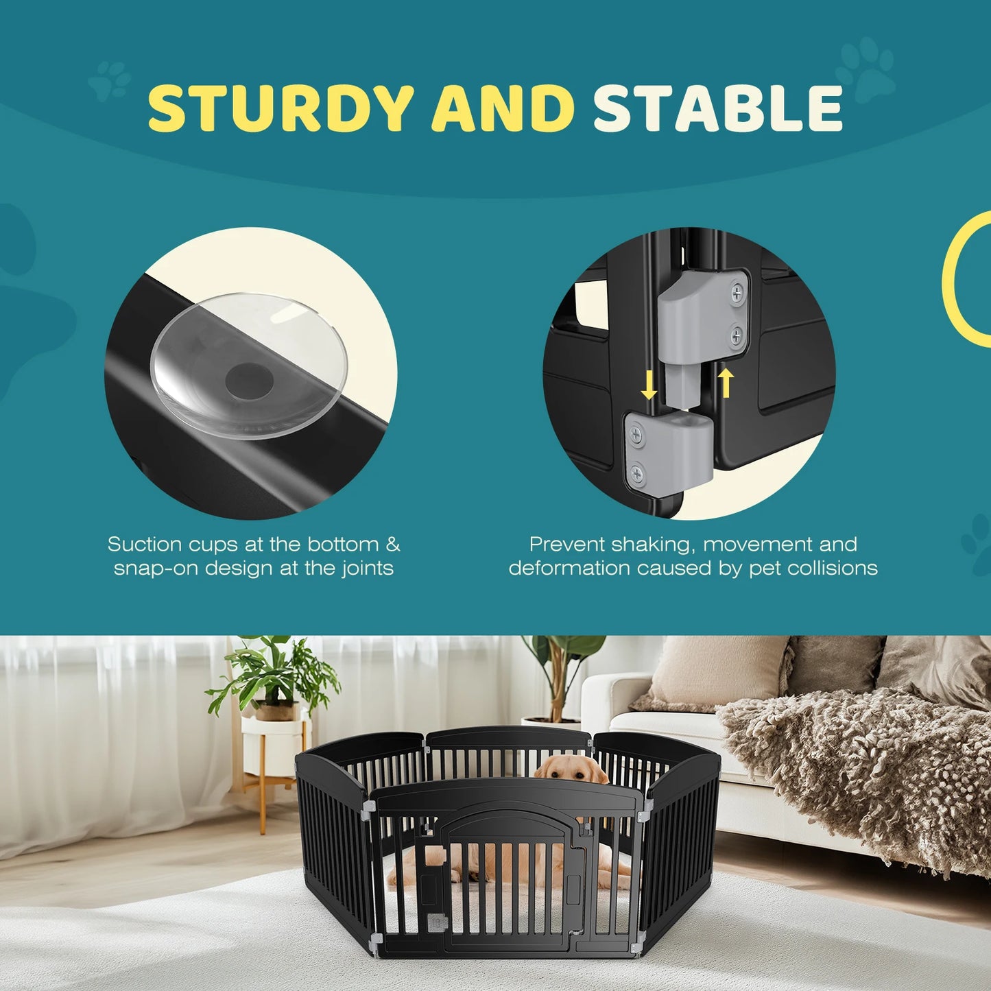 JHK Plastic Dog Playpen Expandable Fence For Medium Dogs Indoor Outdoor