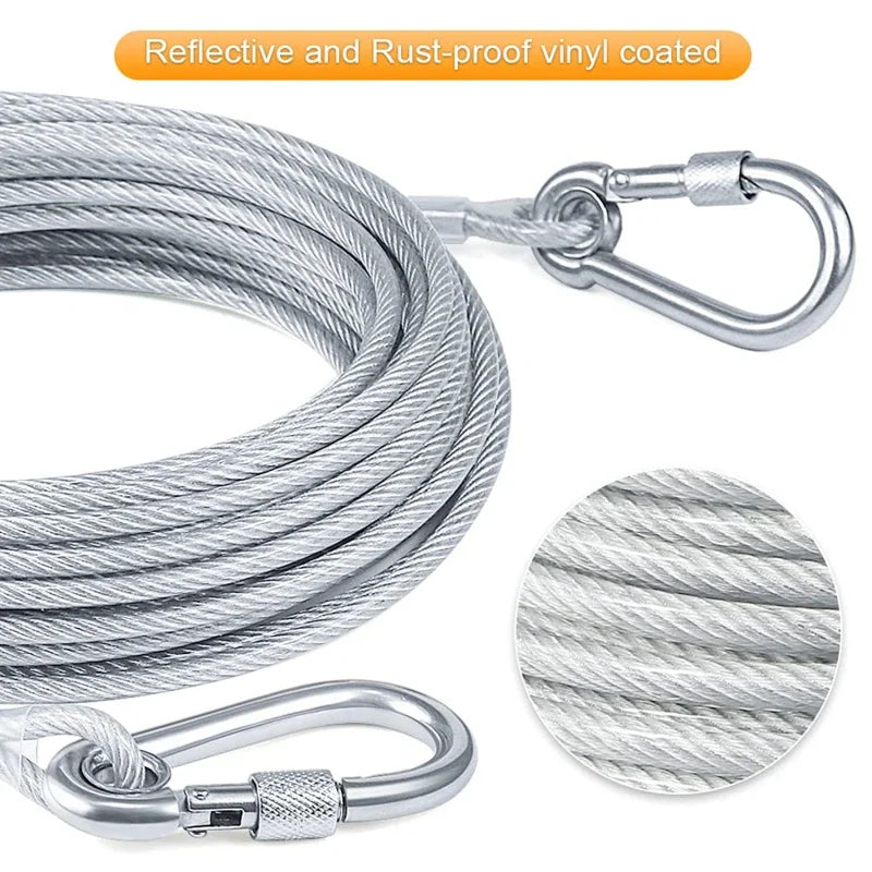 Double Headed Dog Tie Out Cable Leash With Metal Buckle