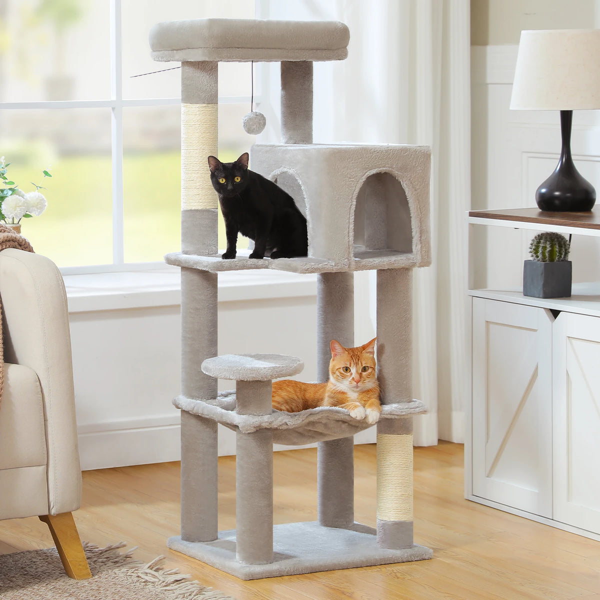 PEQULTI Five-Level Cat Tree with Condo, Hammock and Sisal Scratcher