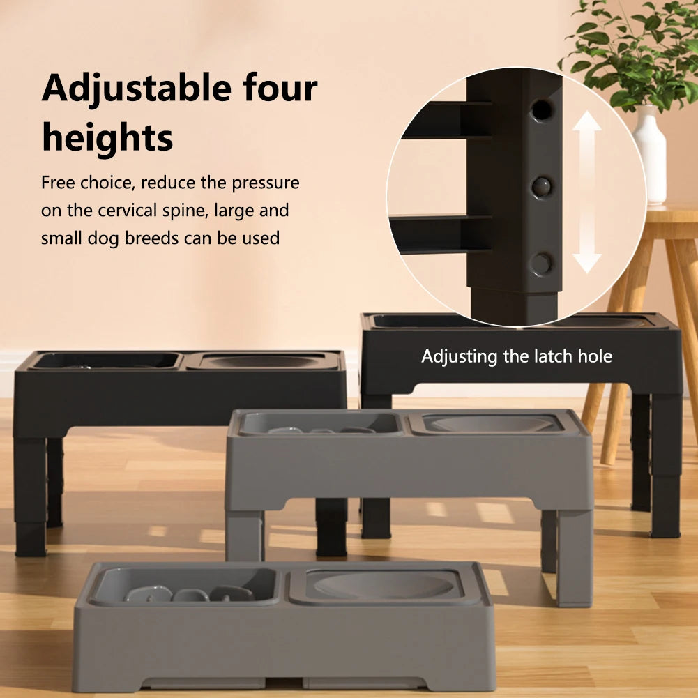 Hign-concerned Adjustable Dog Feeding Station With Bowls