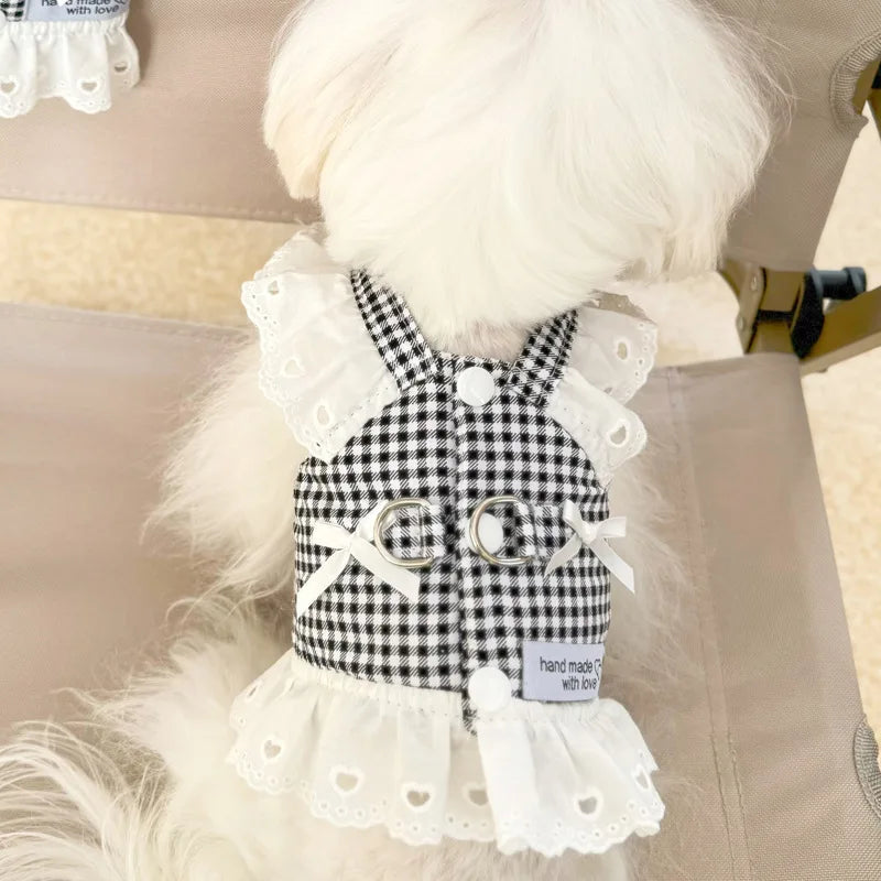Miss Doggy Plaid Lace Harness Vest for Dogs Summer Clothes