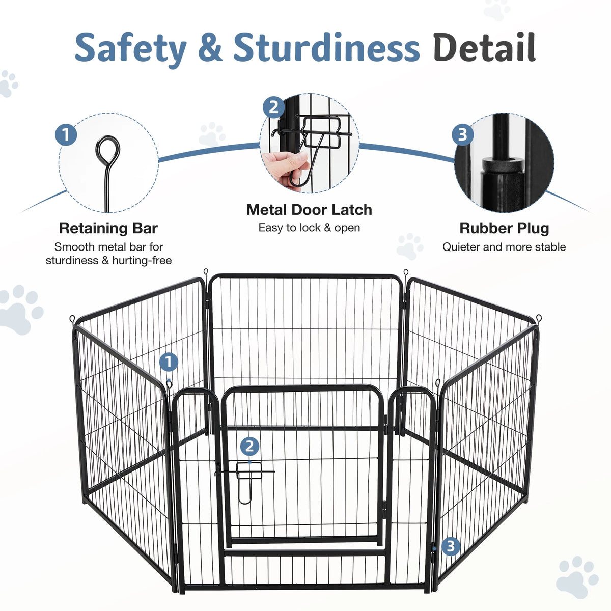 JHK Foldable Metal Dog Playpen Fence for Indoor Outdoor Exercise