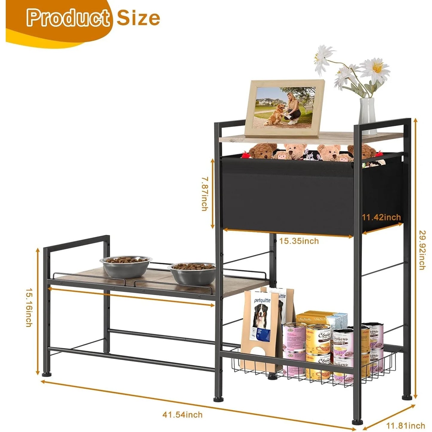 Hign-concerned Height Adjustable Dog Bowl Stand Storage