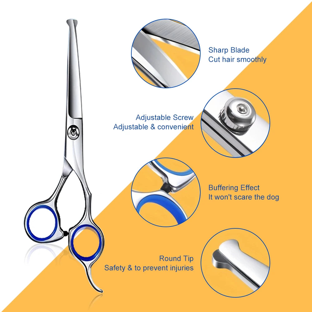 Professional Pet Grooming Scissors Set With Clippers And Storage Case
