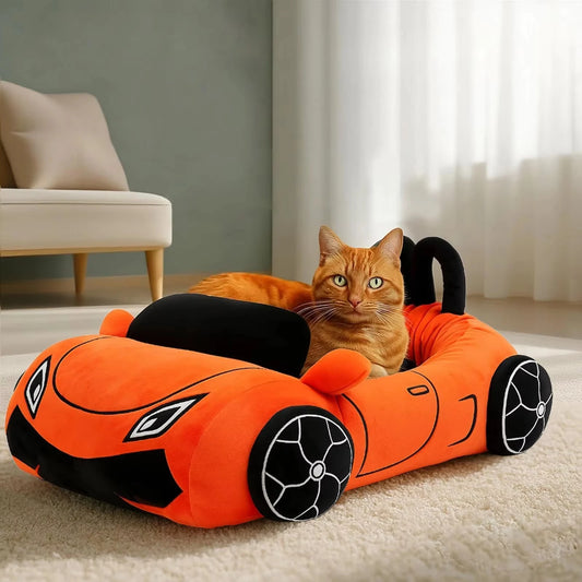 CWV Supercar Cat Bed Soft Cozy Washable Coral Fleece