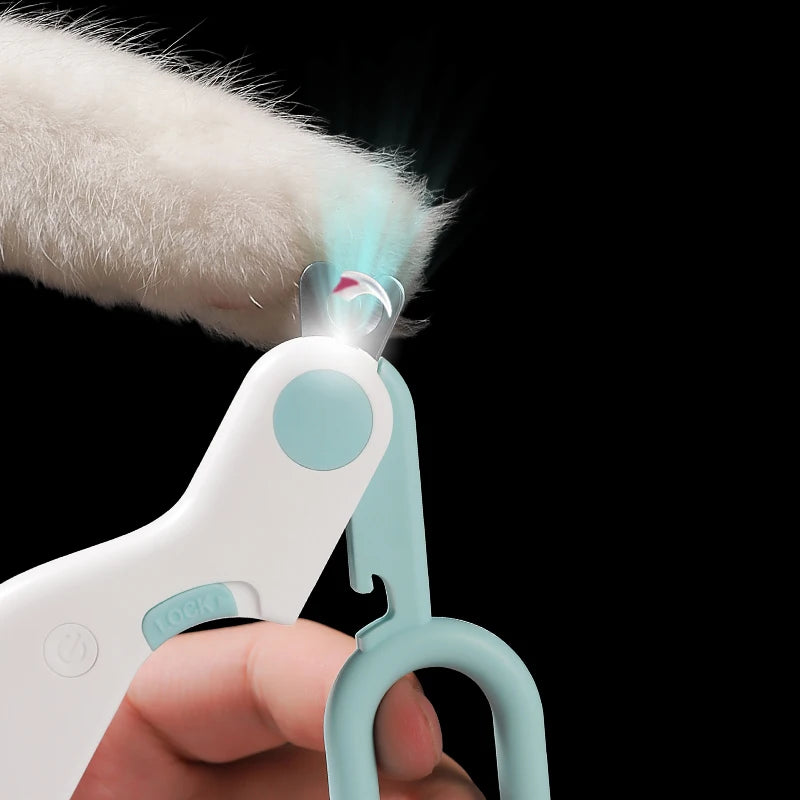 LED Cat Dog Nail Clippers With Safety Lock Grooming Tool