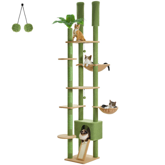 PAWZ Road Wooden Cat Tree with Hammock and Scratching Posts
