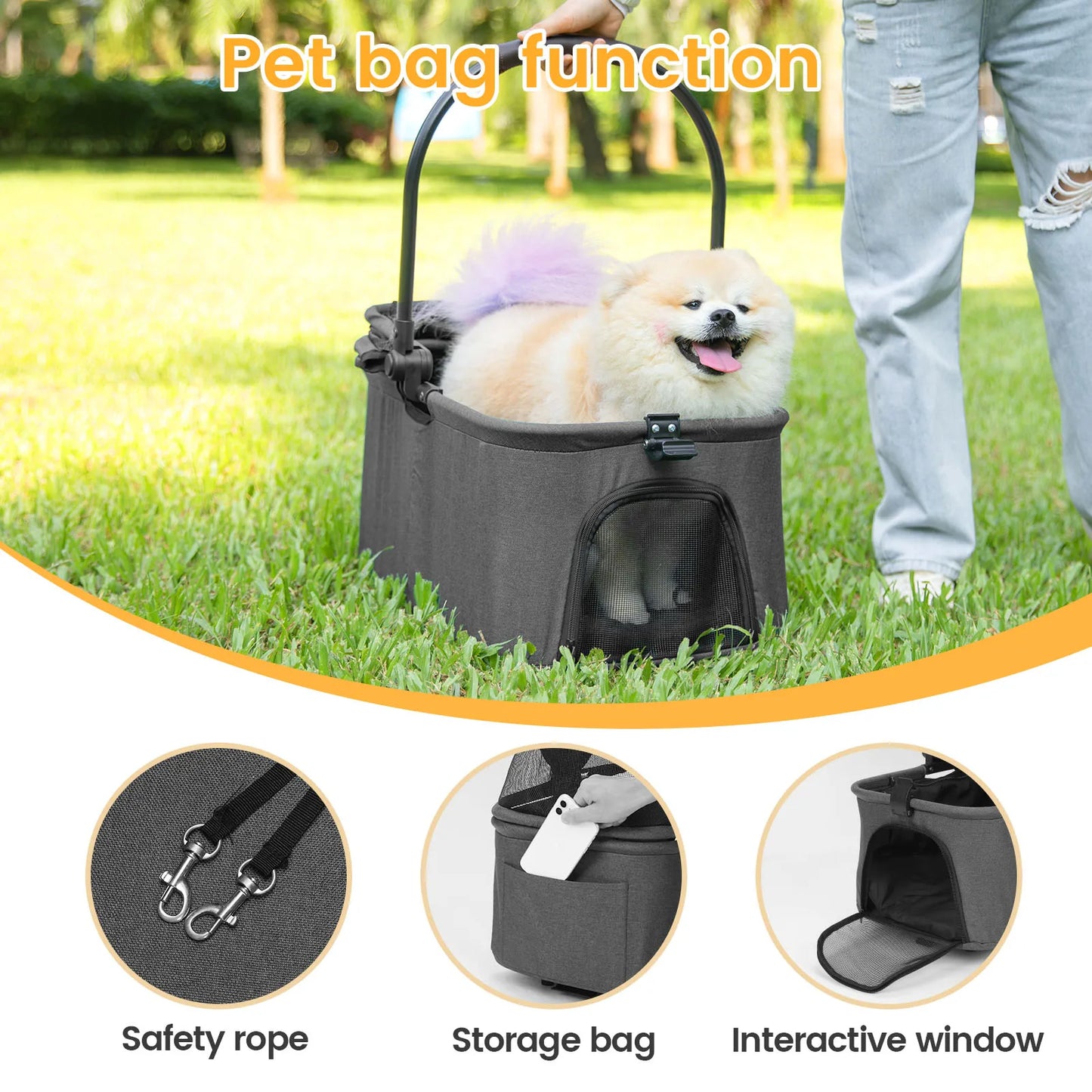 Wedyvko Detachable Pet Stroller Cup Holder Four Wheels