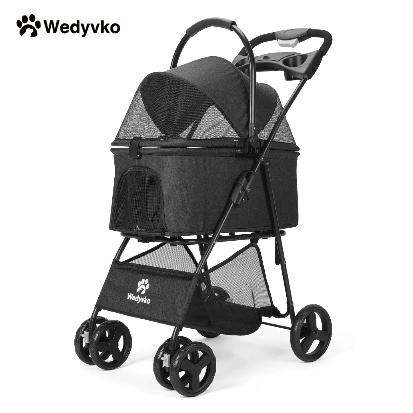 Wedyvko Detachable Pet Stroller Cup Holder Four Wheels