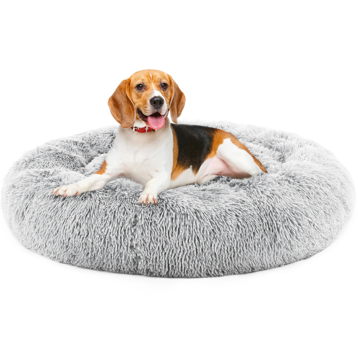 JHK Washable Calming Plush Faux Fur Dog Bed with Grip