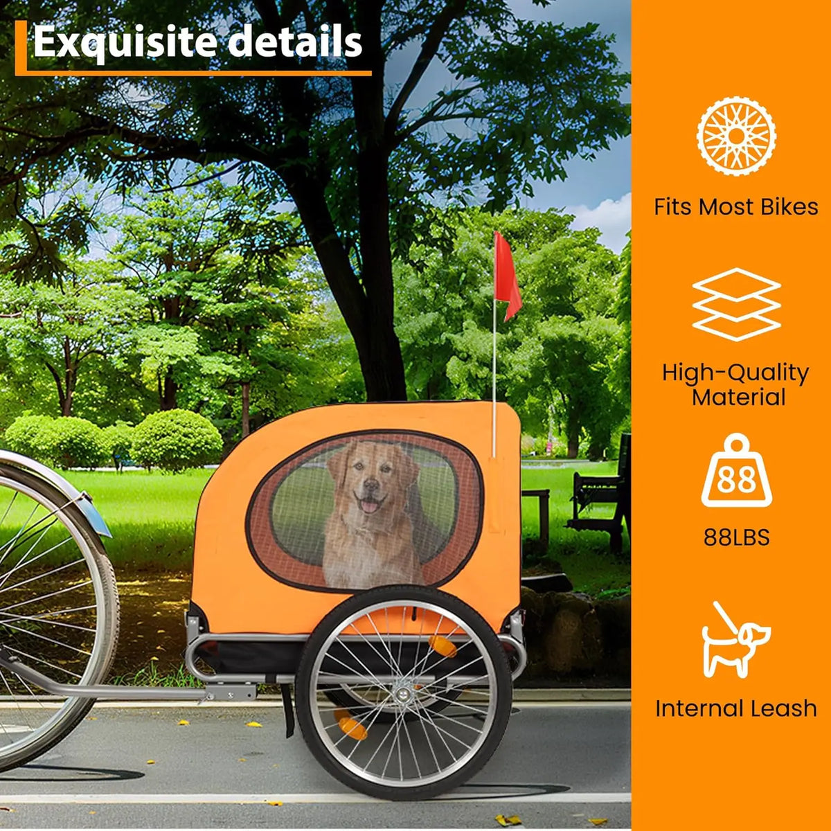 TWISTER CK Foldable Dog Bike Trailer with Quick Release Wheels