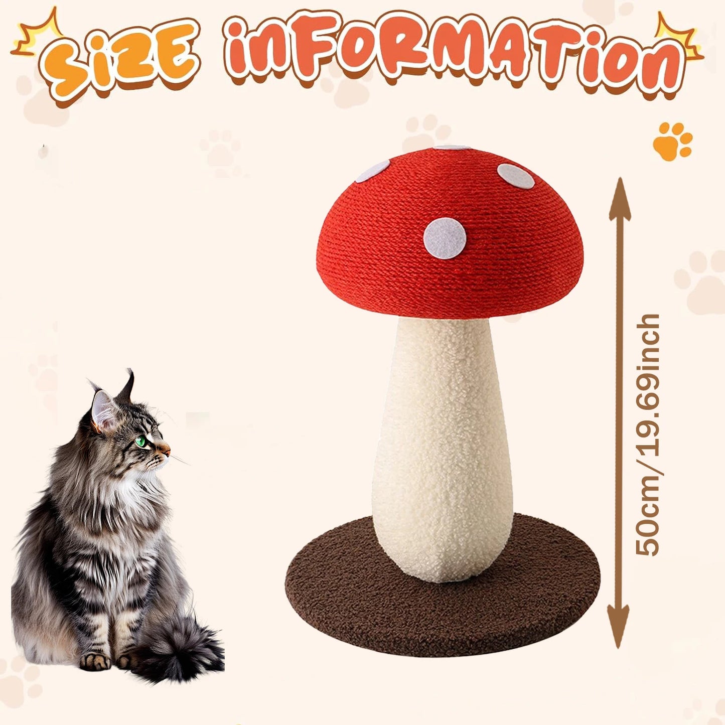 Oor Cats Mushroom Cat Tree Scratching Post Sisal Wrapped
