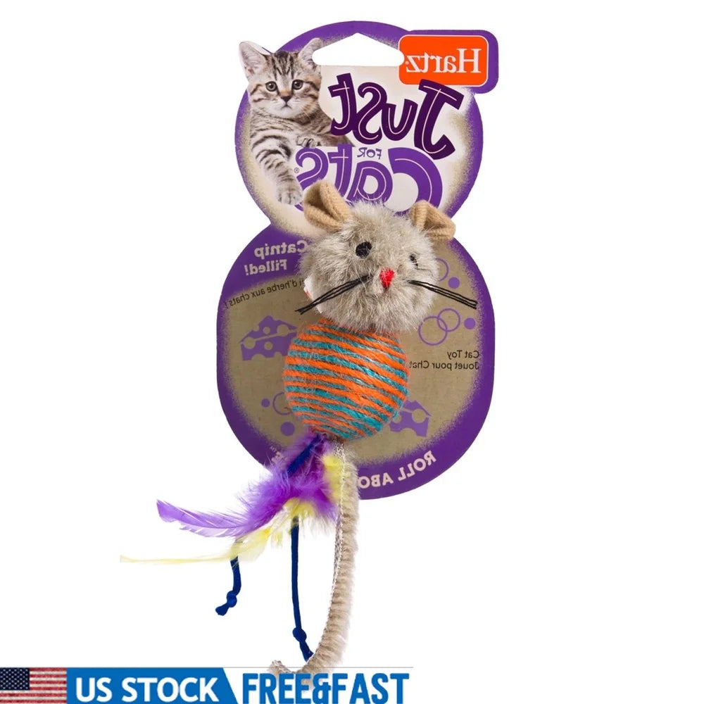 XMSJCN Sisal Cat Toy Rattling Mouse Catnip Feathery Tail