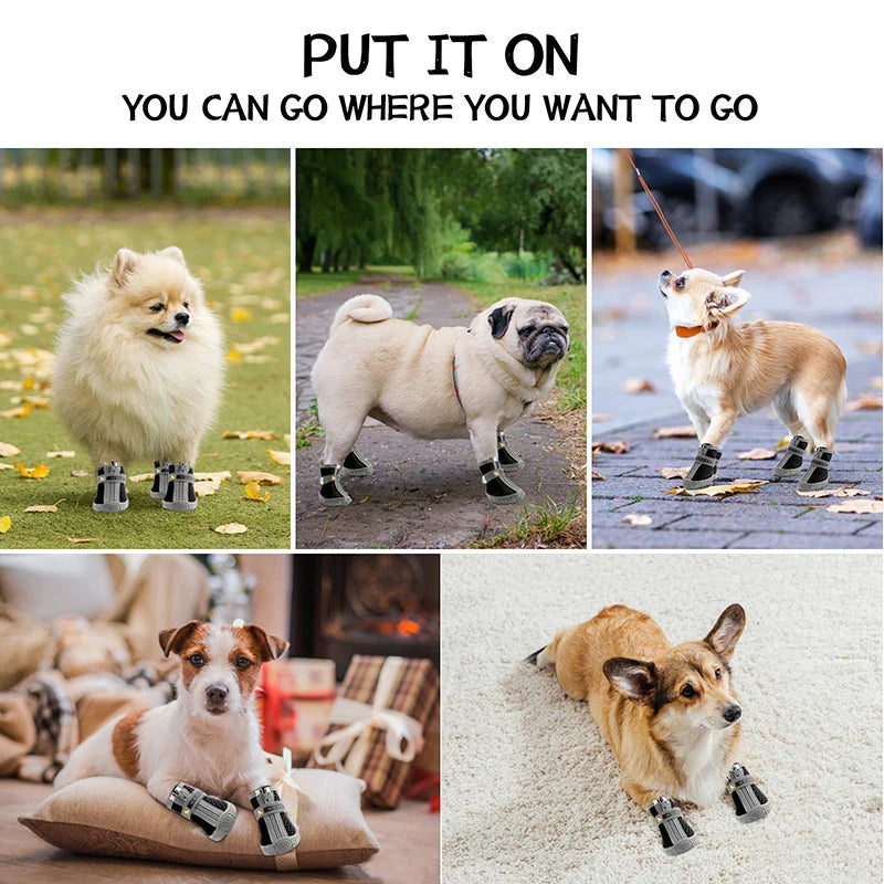 Non-Slip Plush Dog Shoes for Small to Medium Dogs Warmth