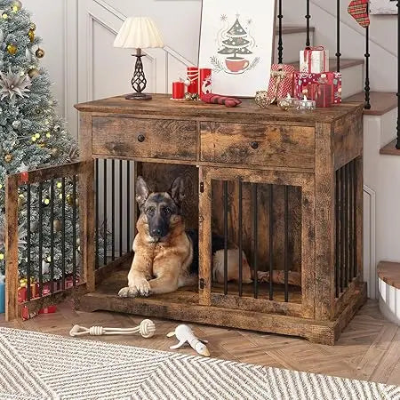 Hign-concerned Wooden Dog Crate Kennel With Drawers