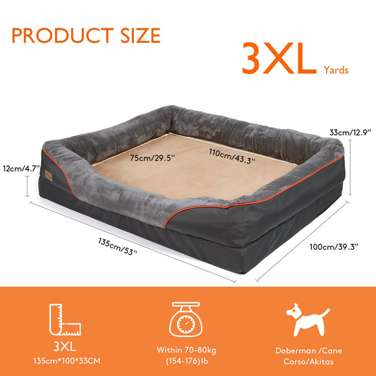 BORWART Orthopedic Memory Foam Dog Sofa Bed Waterproof Removable Cover