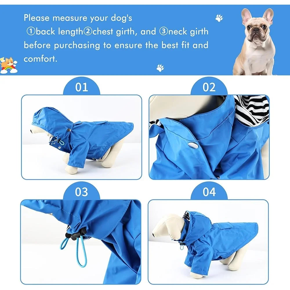 Waterproof Lightweight Dog Raincoat Jacket with Hood Adjustable Design Small Medium Dogs Breathable Durable Pet Poncho