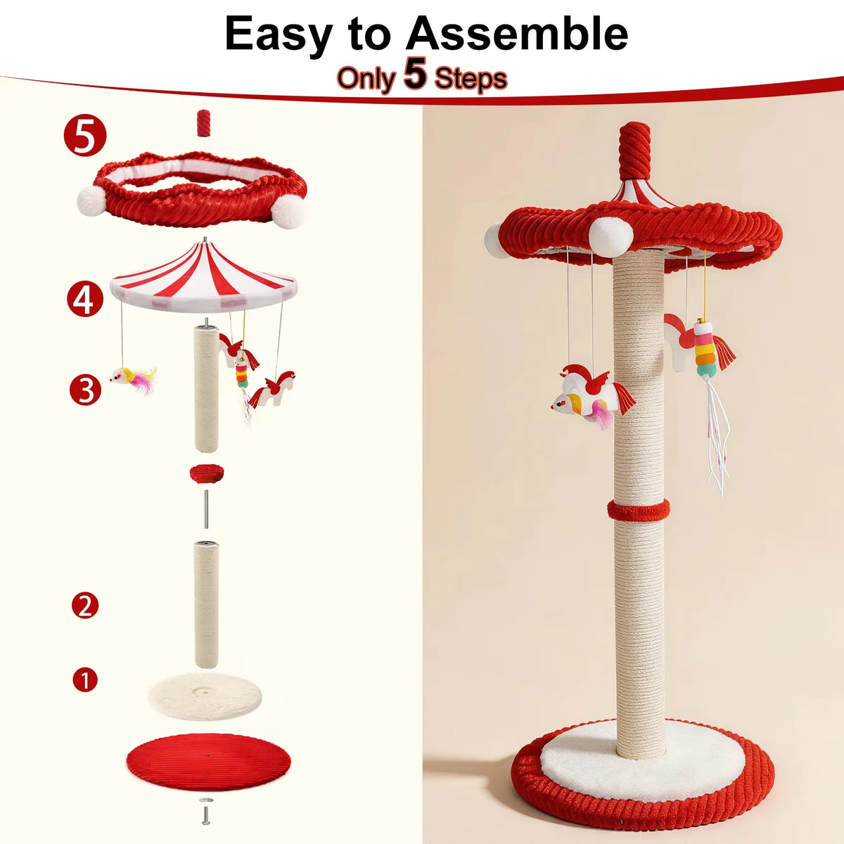 CWV Rotating Cat Scratching Post With Hanging Toys