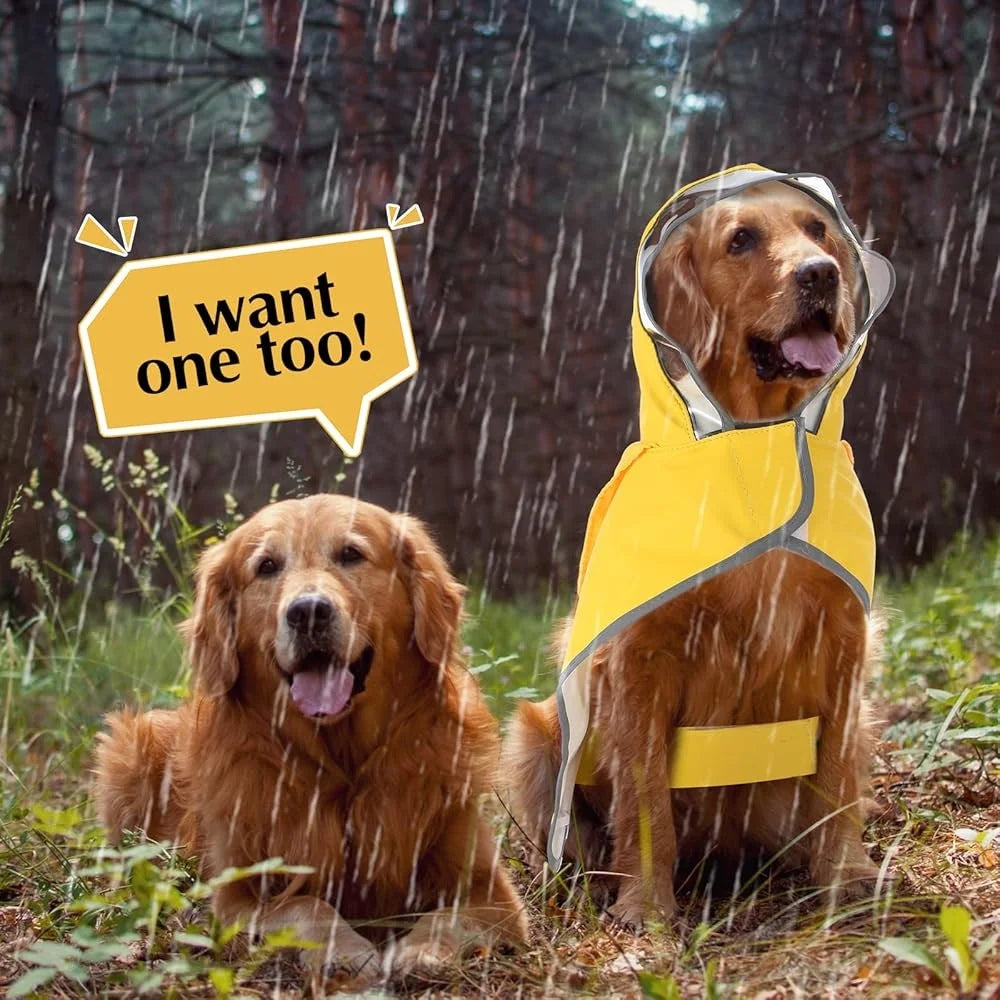 Waterproof Dog Raincoat Adjustable Reflective Slicker Poncho Transparent Hood Double Layer Comfort Outdoor Travel Utility