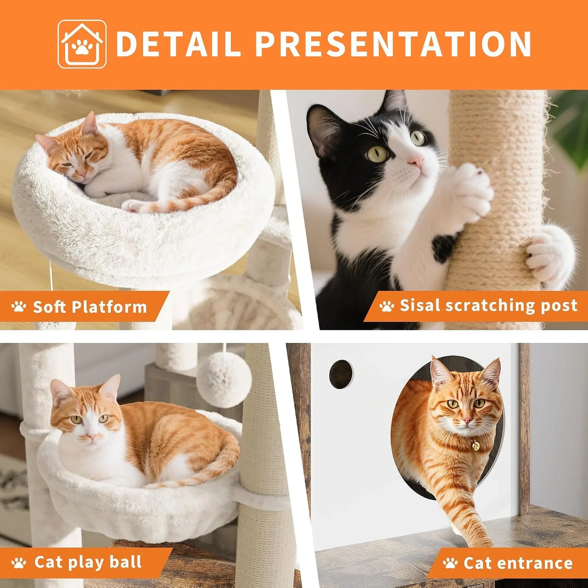 Modern Cat Tower With Hidden Litter Box Cabinet And Perches