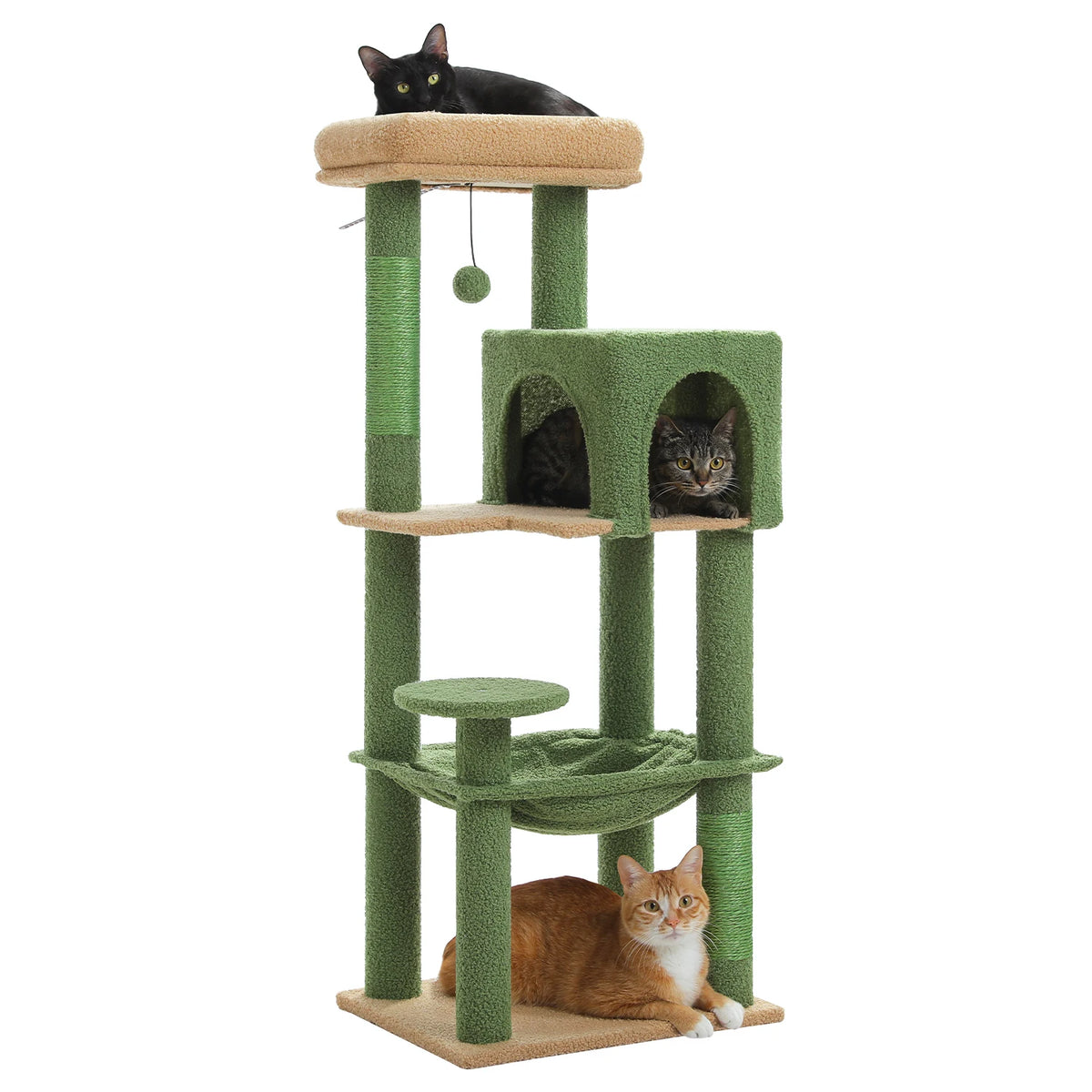 PEQULTI Five-Level Cat Tree with Condo, Hammock and Sisal Scratcher