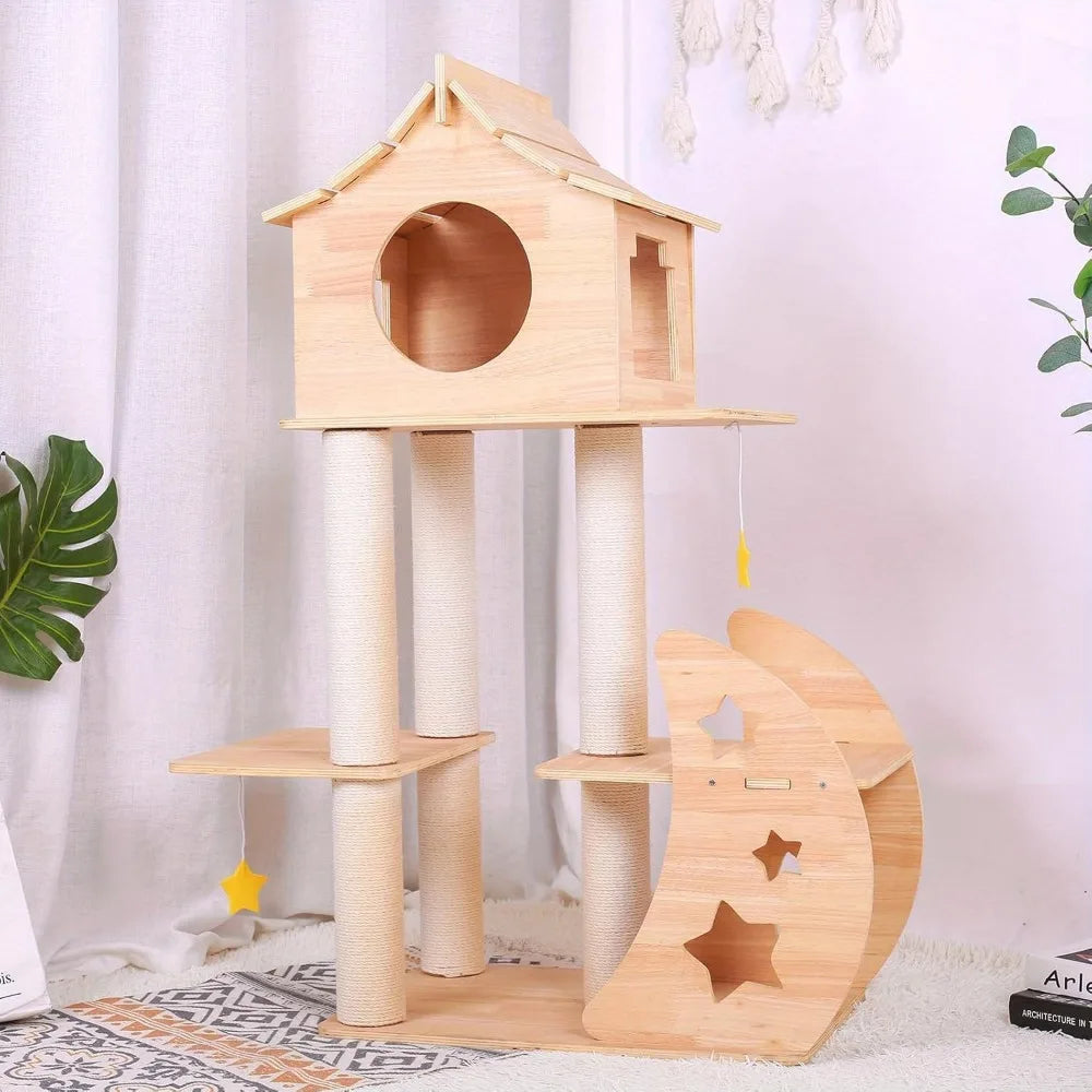 LUCK Premium Wooden Multi Level Cat Climber Space Capsule