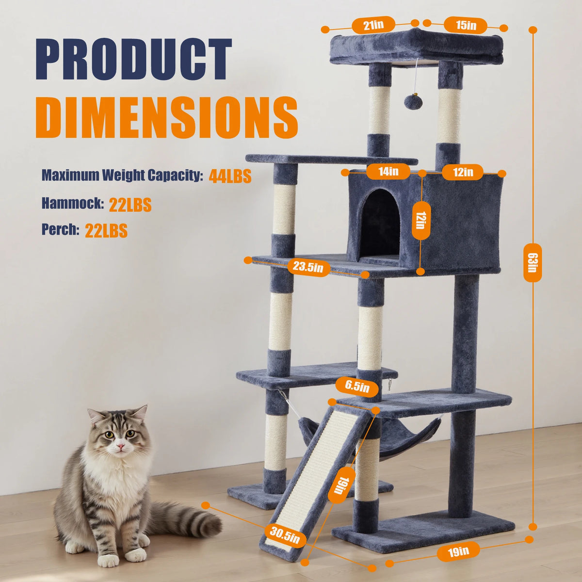 MCQ Cat Tree Tower With Condo And Sisal Scratching Posts