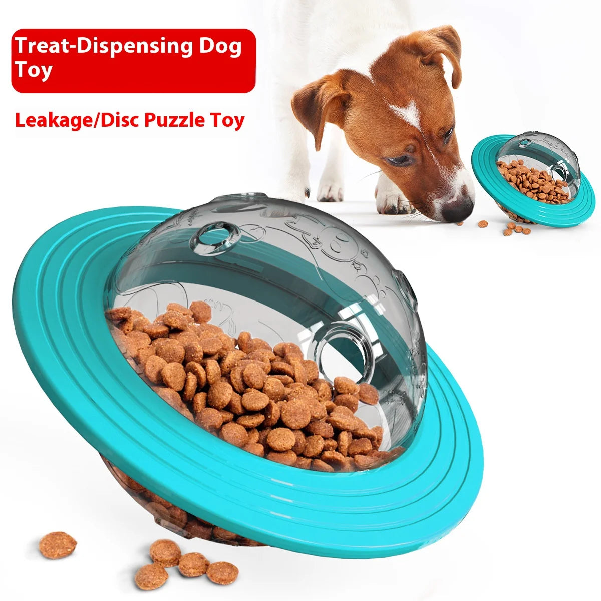 Chew Proof Flying Saucer Dog Toy Treat Dispenser Wobble Ball