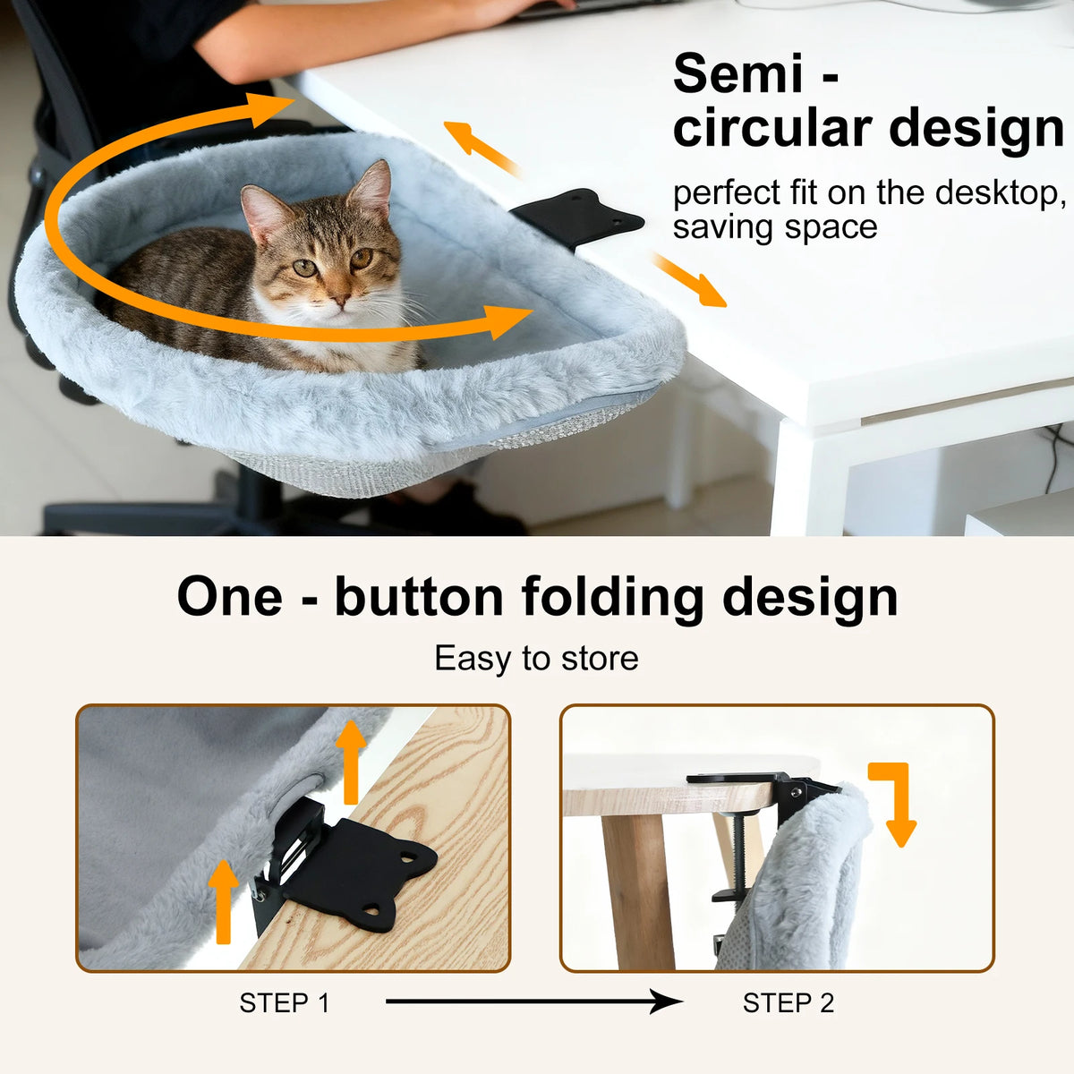CWV Foldable Cat Desk Bed Hammock With Clamp Mount