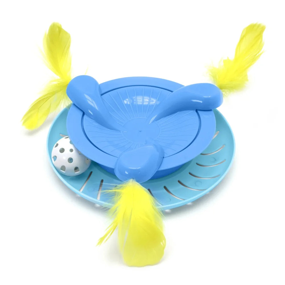 XMSJCN Interactive Cat Toy Ball Track Spinner Feathers