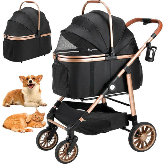 360 Degree High Wheel Foldable Pet Stroller 2in1 Dog Buggy