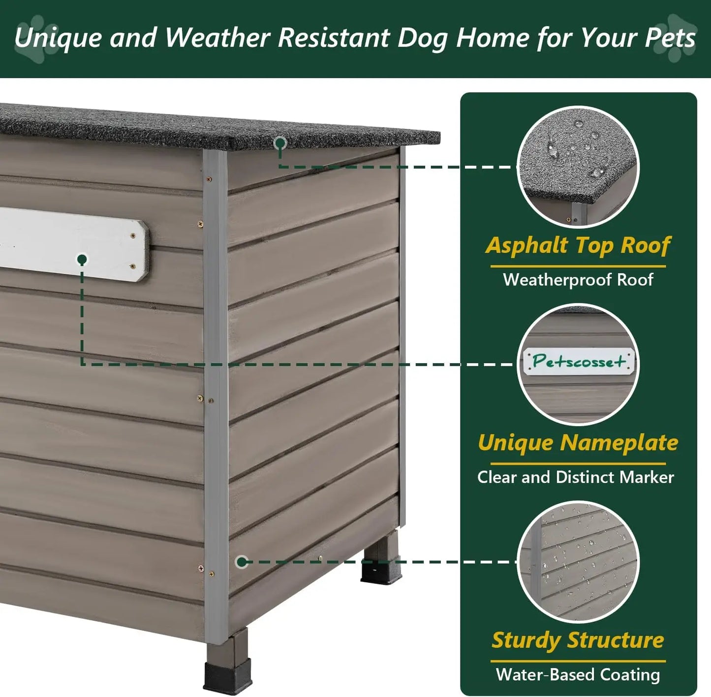 PetsCosset Wooden Dog House Kennel With Anti Chewing