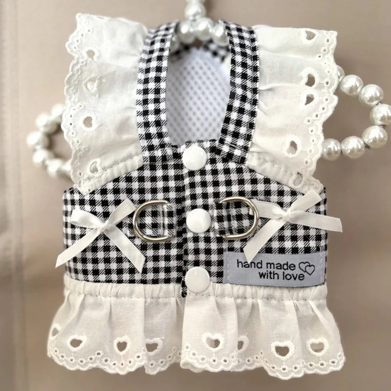 Miss Doggy Plaid Lace Harness Vest for Dogs Summer Clothes