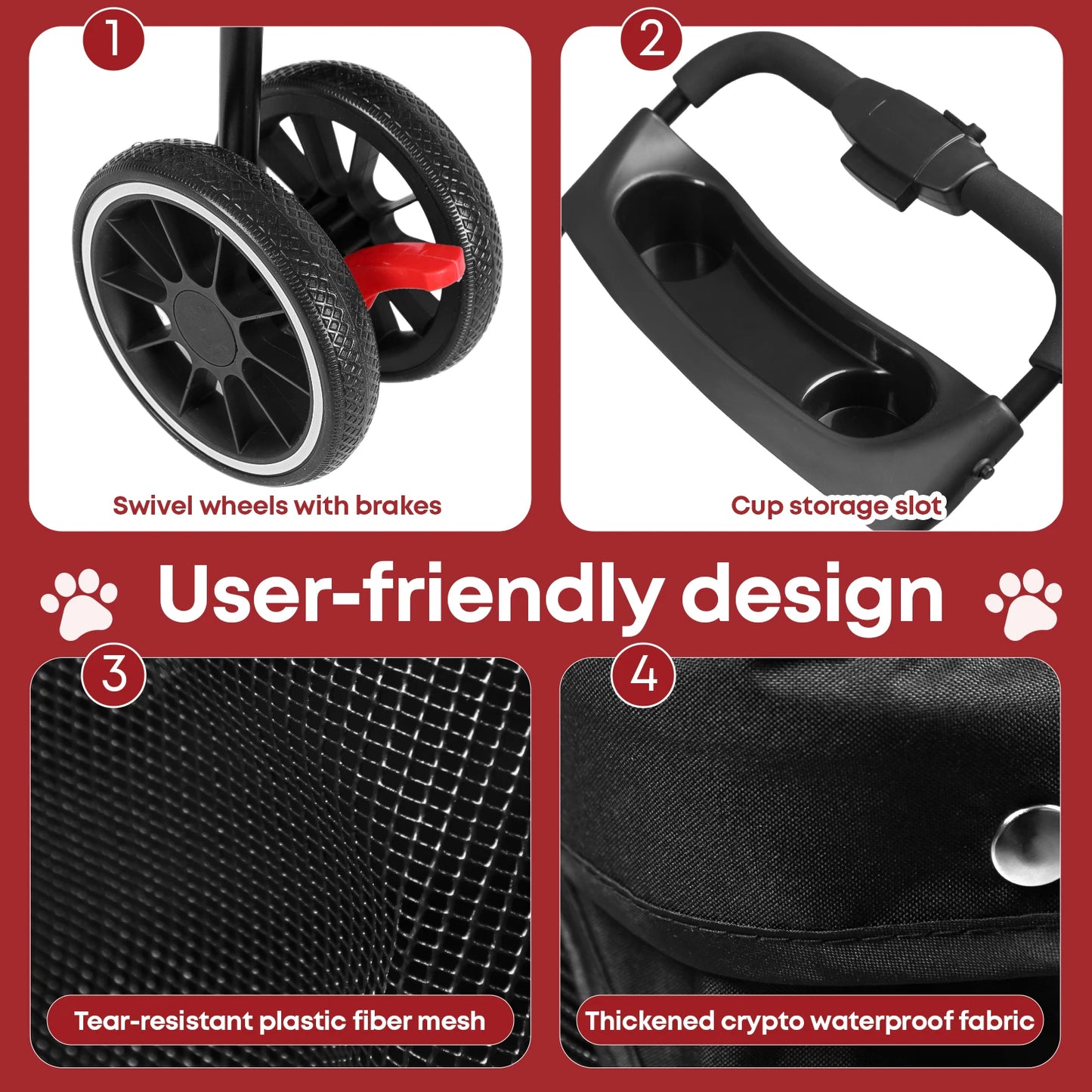 CHIHUAHUA Pet Stroller Three Wheel Foldable Travel Carrier Outdoor