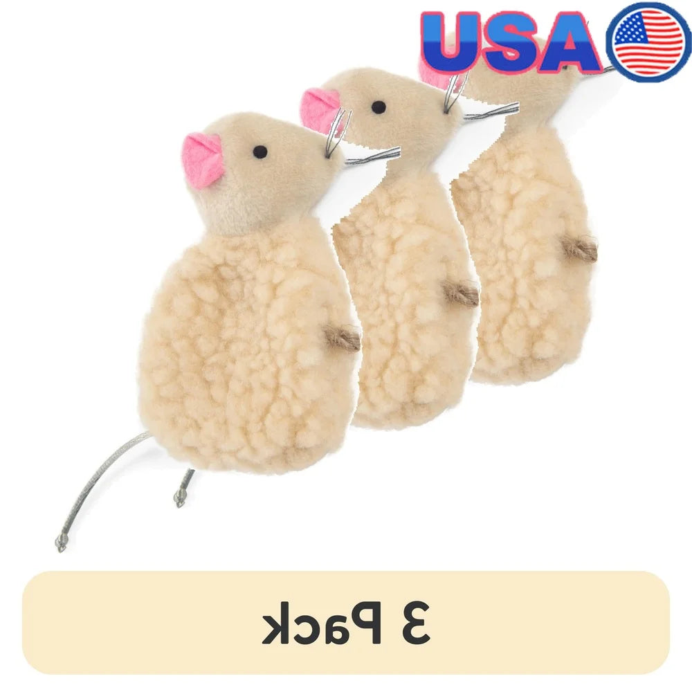 XMSJCN 3 Pack Plush Catnip Mouse Toy With String Tail