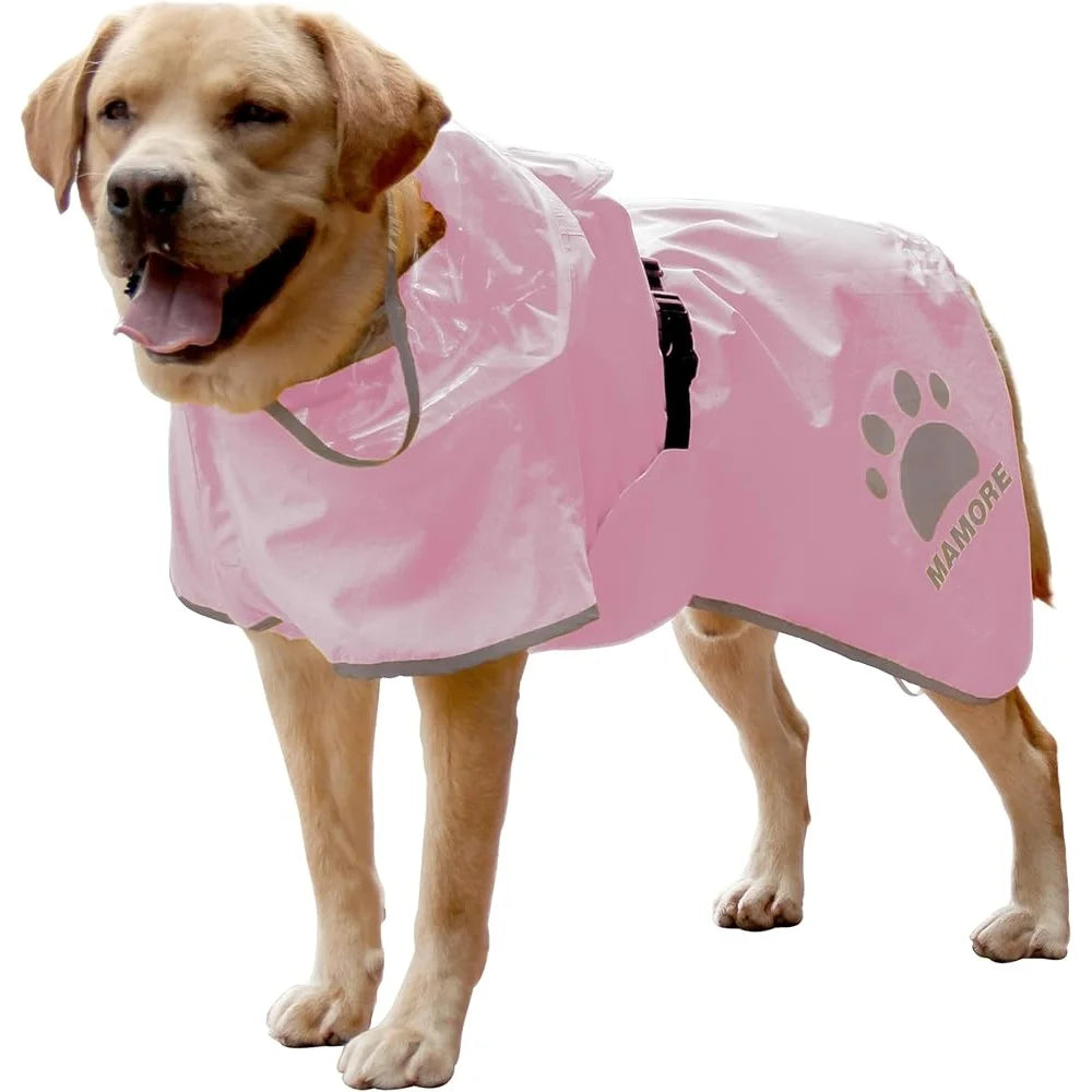 Breathable Waterproof Dog Raincoat Adjustable Hooded Poncho with Leash Hole Reflective Strip Medium Large Small Pets