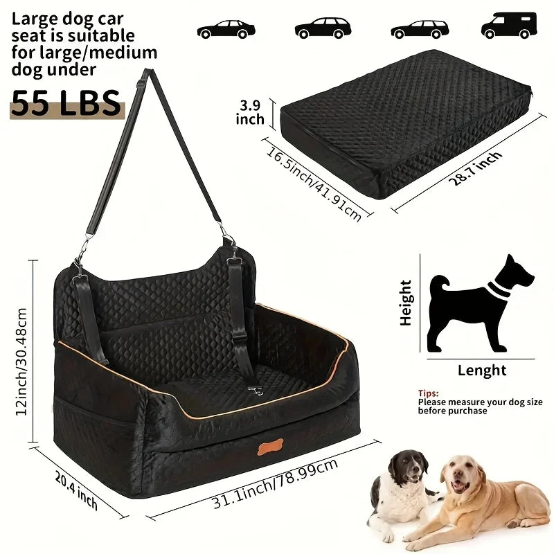 Memory Foam Dog Car Seat Booster Cushion with Secure Straps