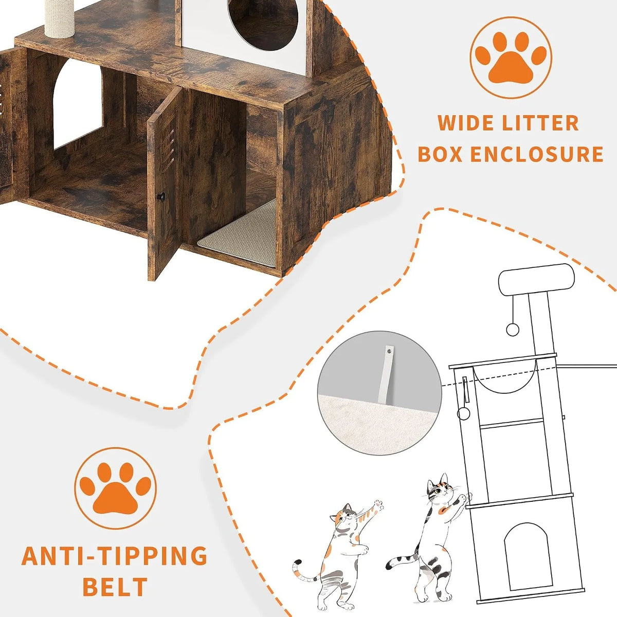 Modern Cat Tower With Hidden Litter Box Cabinet And Perches