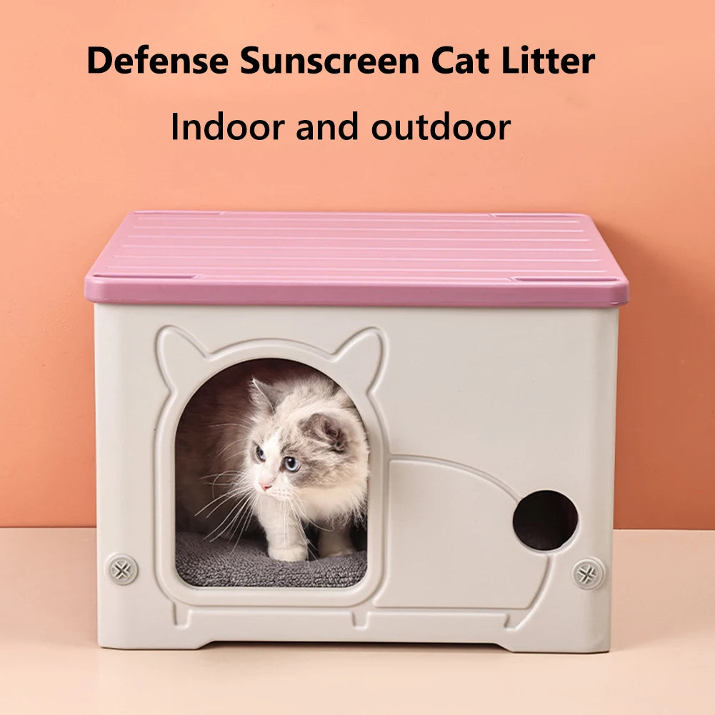 AlloetCN Outdoor Cat House Cozy Waterproof Shelter Small Pets