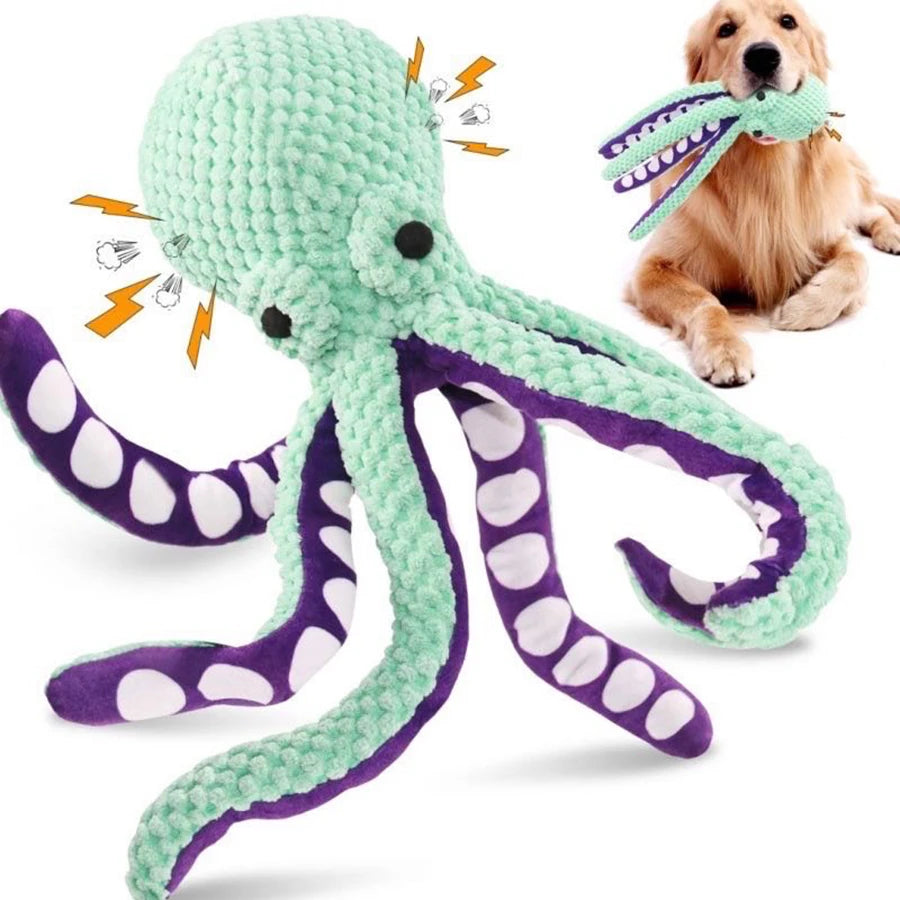Plush Octopus Dog Toy Squeak Interaction for All Dogs