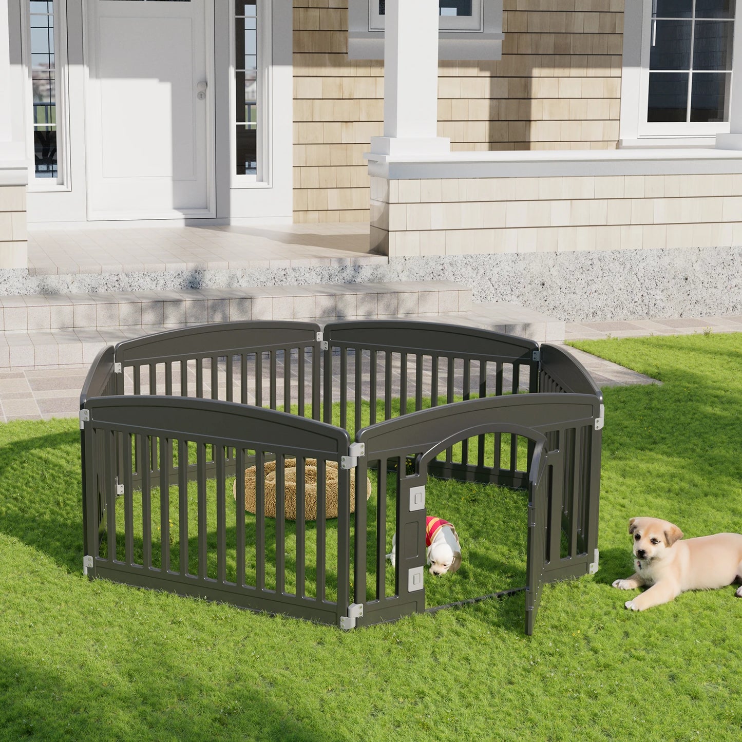 JHK Plastic Dog Playpen Expandable Fence For Medium Dogs Indoor Outdoor