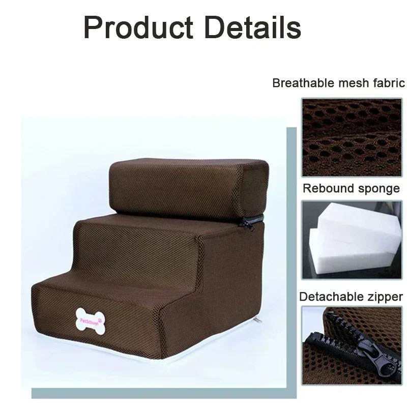 Hign-concerned Dog Stairs 3 Step Ramp Anti Slip Removable
