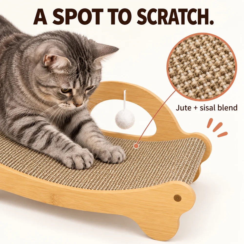 Zoe Cat Scratcher Lounger With Crinkle Tunnel And Hanging Toys