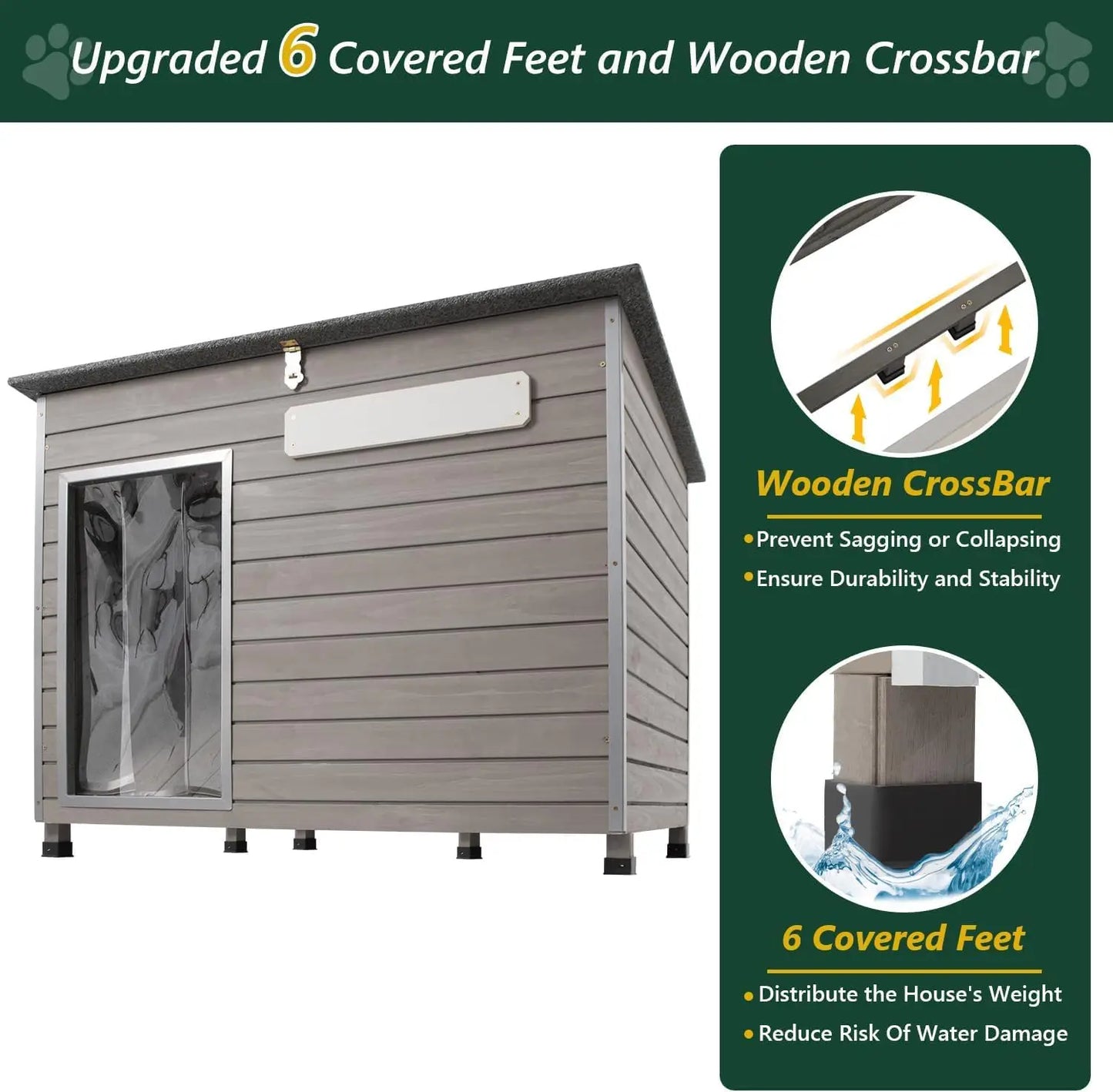 PetsCosset Wooden Dog House Kennel With Anti Chewing