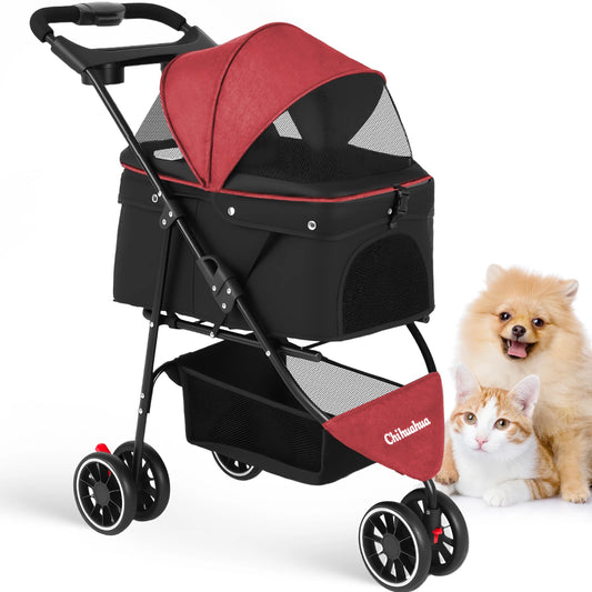 CHIHUAHUA Pet Stroller Three Wheel Foldable Travel Carrier Outdoor